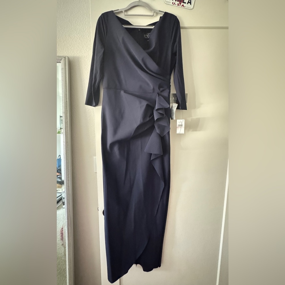 Alex Evenings Midnight Blue Long Sleeve Dress
